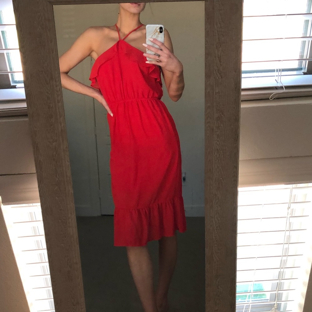 Bright red dress